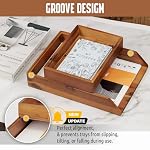 Demigo Desk Organizer Letter Tray Set of 2, Acacia Wood Tabletop Desktop for Storage Paper Letter Folders Notebooks Copy Print, Workspace Holder, Keep Stationery Saver (Brown) - Image 4