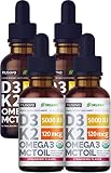 (4 Pack) Vitamin D3 K2 Drops Unflavored & Strawberry Flavor Bundle - Maximum Strength Vitamin D Liqu