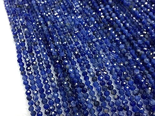 Perles sodalite rondes facettées 2-2.5mm de 14 pouces en pack de 5 fils