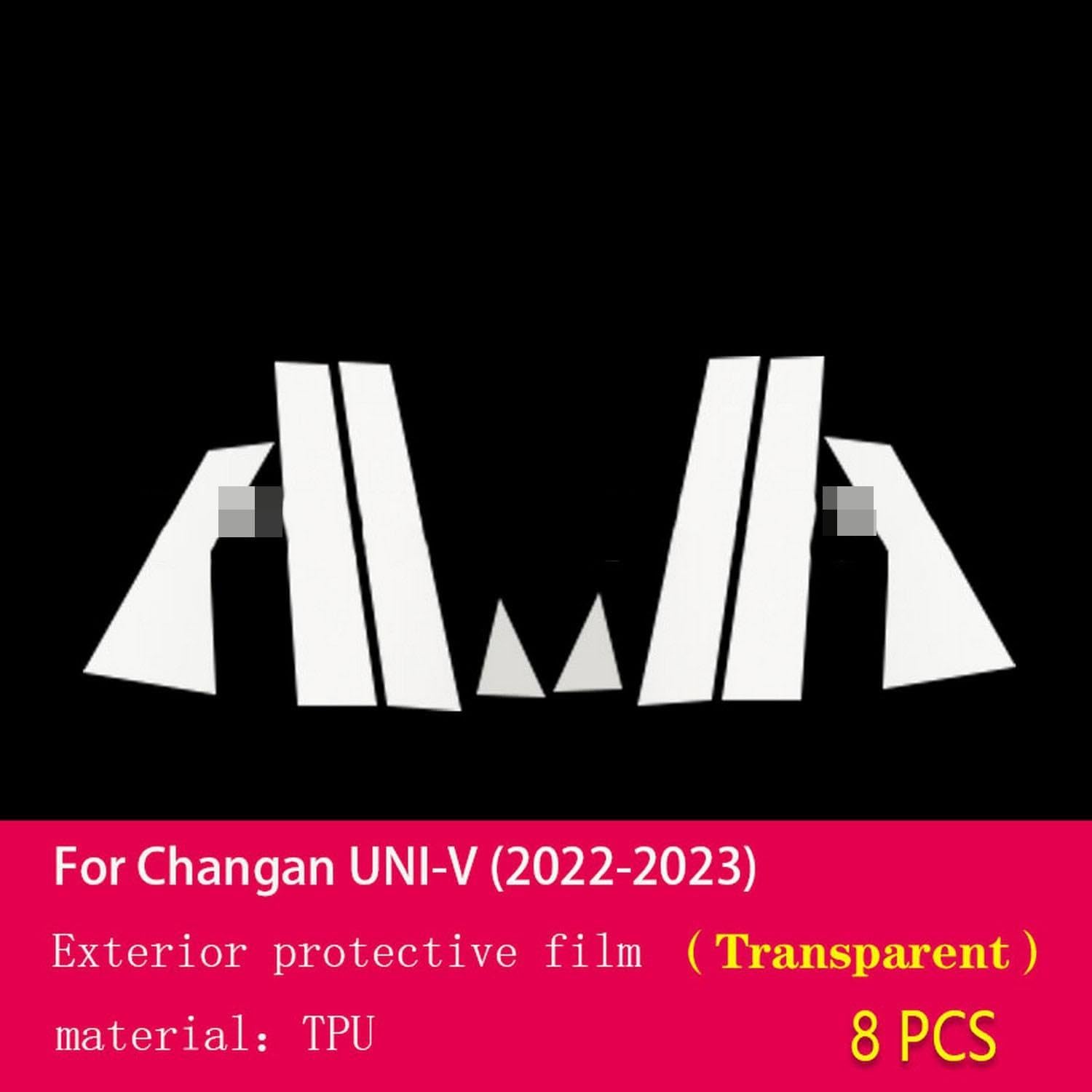 JCAKES Car Exterior Car Window Pillar Anti-Scratch TPU Protective Film Anti-Scratch Repair Film Accessories，for Changan UNI-V 2021-2023
