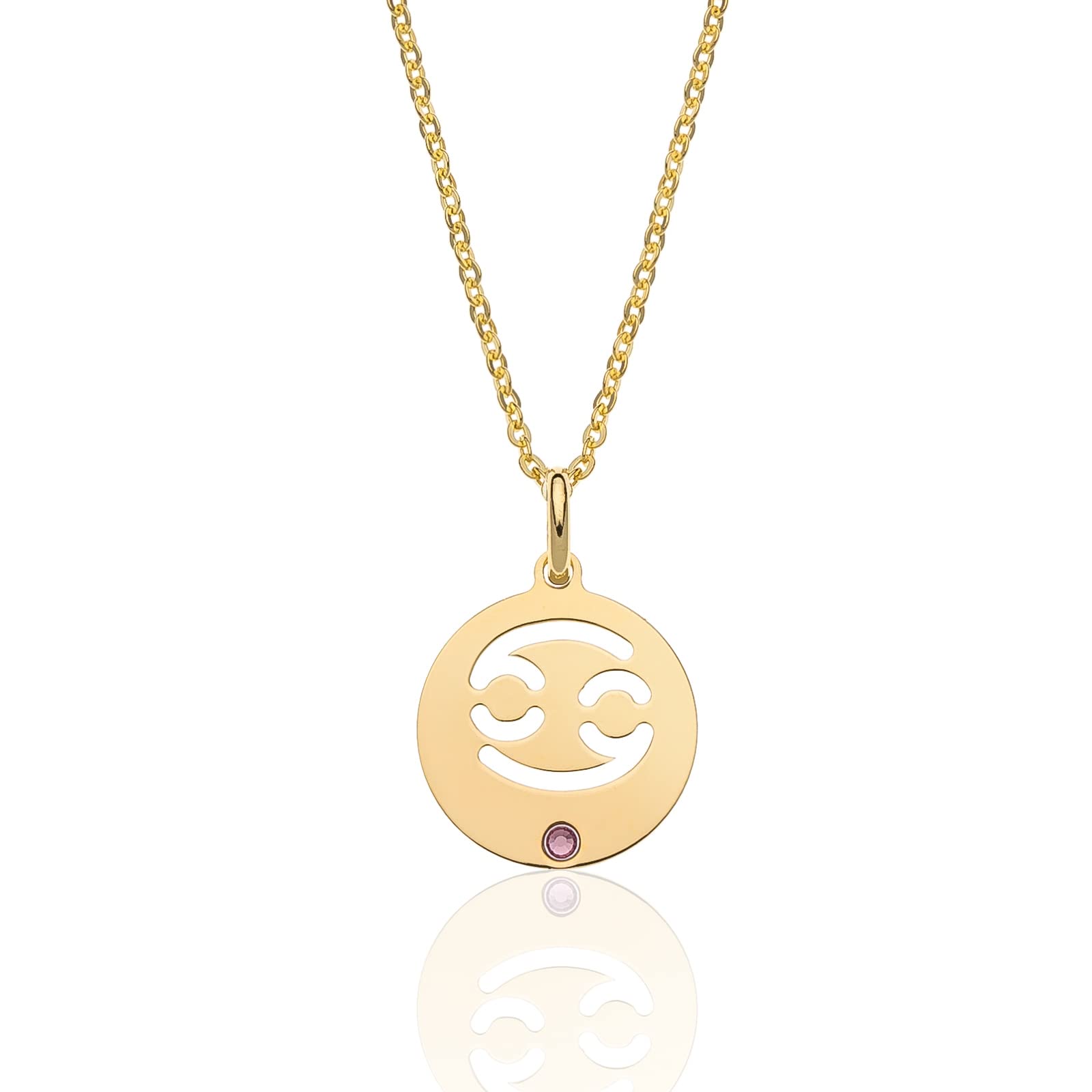Imagen de catálogo asociada a AKA Gioielli® - Collar Horóscopo Plata de Ley 925 Dorado con Colgante Signo del Zodiaco y Piedr