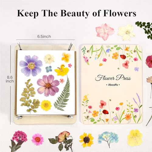 Aboofx Flower Press Kit, Craft Kits 8.6\"x6.5\" 8 Layers Wooden Flowers Pressing Kit for Crafts Pressed Flowers and Plant for DIY Art, Preservation for Bookmark Frame Wedding Flower Drying - Thumbnail 2