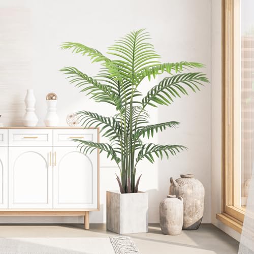 YOLEO Künstliche Pflanzen groß 120cm Kunstpflanze im Topf kunstpalme wie echt künstliche Palme groß Fake Pflanze deko für Wohnzimmer Balkon Schlafzimmer Büro