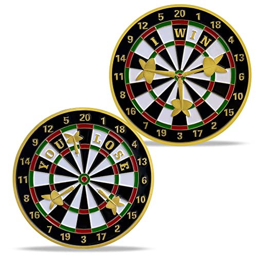 Image of Heads Or Tails Darts Challenge Coin I Win You Lose Good Luck Decision Coin