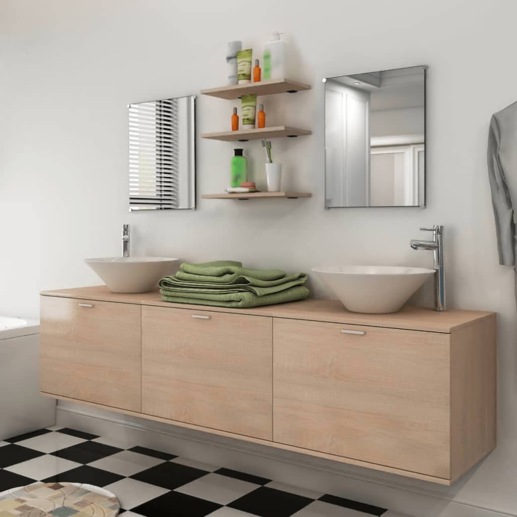 Juego de muebles de baño y lavabo, accesorios completos sin lavabo, varios tamaños, muebles de baño, color beige