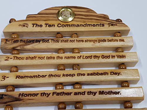 Olive Wood Hanging English Engraving Of The Ten Commandments By Lion Of Judah Market #TOP4