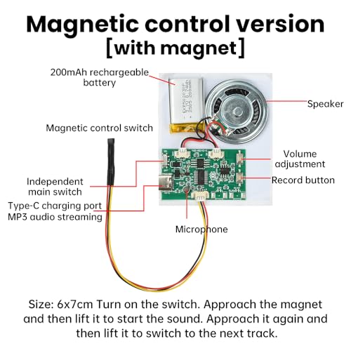 Image of Diymore DIY Birthday Cards Music Module 8MB,Magnetic Activated Sound Module with Speaker,Easy Recording for Personalized Greetings,DIY Projects Holiday Crafts Cards Gifts for Women Men Mom Kids