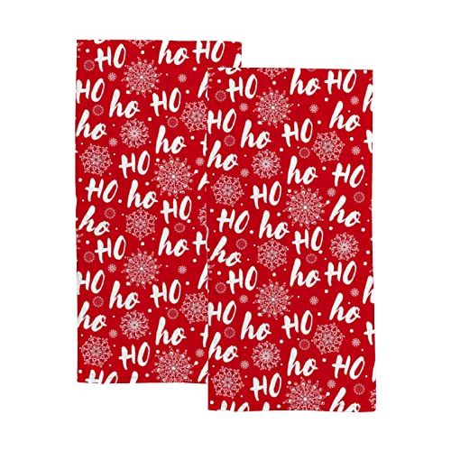 DreamBay Hohoho Santa Claus Laugh Hand Towels Set 2 Pack for Bathroom Kitchen Towels Soft Bath Towel Absorbent Fingertip Towel Guest for Gym Spa Bar 30 x 15 inch