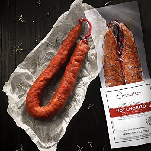 Hot Chorizo Ring - Spanish Chorizo For Authentic Tapas 7Oz (Sarta) - All Natural, No Nitrates Or Nitrites Added, No Color Additives Added, No Preservatives Added, No Artificial Ingredients, Gluten Free - Jamonprive #TOP5