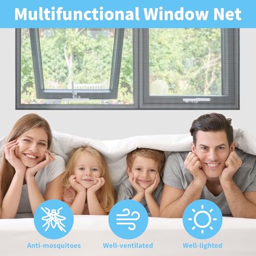 REDTRON DIY Window Screen with Zipper Opening (3 Piece, White), 130cm*150cm Self-Adhesive Window Screen Mesh, Adjustable Mosquito Window Net Keep Bugs/Flies Out - Image 6