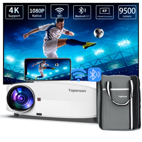 Mini proyector, proyector WiFi de 5GHz con Soporte 1080P y Pantalla de 200' como máximo, Compatible con Smartphones, HDMI, AV, TV Stick, PS4, portátil, USB