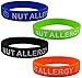 Max Petals NUT ALLERGY Silicone Wristbands - Blue, Orange, Green and Black (4 Pack) (Very Small Size 5-1/2 inches)