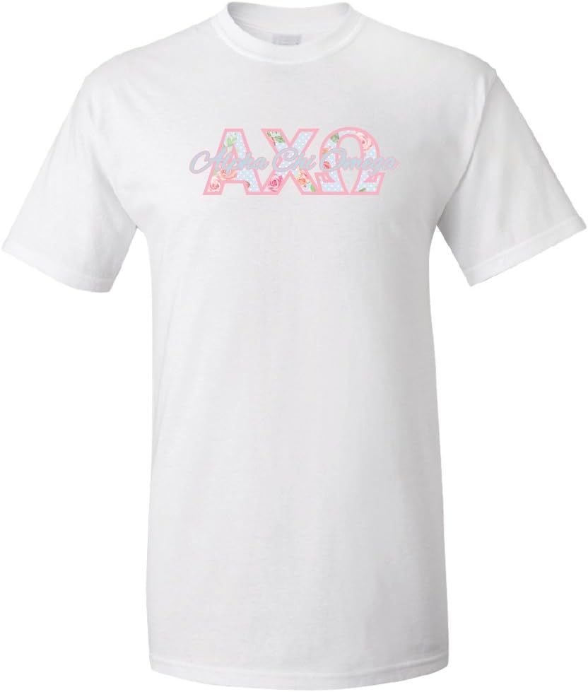 VictoryStore Apparel - Alpha Chi Omega, Floral Initials T-Shirt