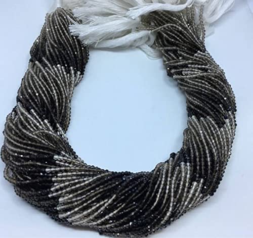 Perles de quartz fumé micro-facettées en dégradé de nuances pour joaillerie