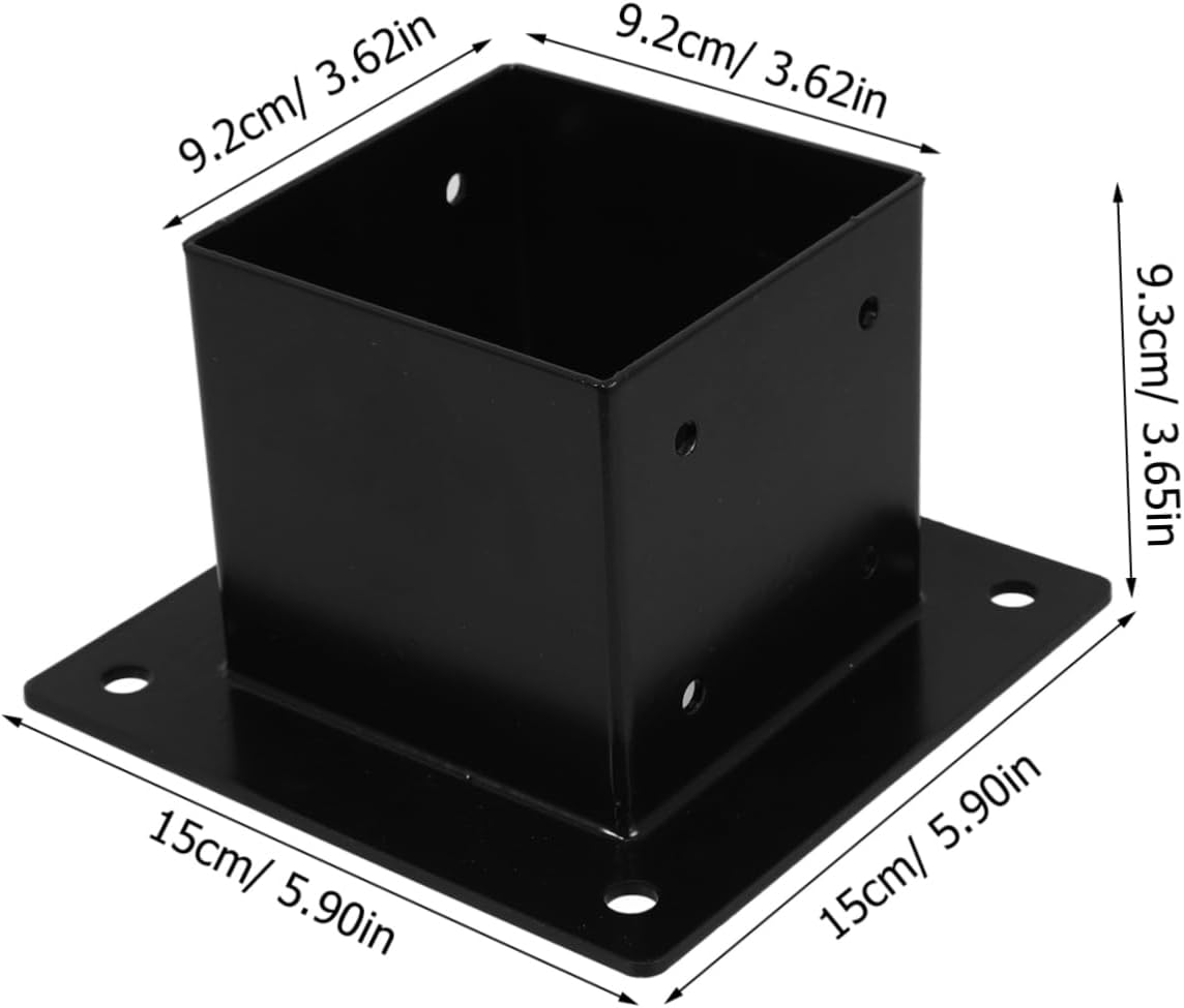 Angoily 1set Post Bracket Iron Support for Porch Railing Fence Post Base Holder Easy to Assemble Iron Support for Garden Farm and Home Use