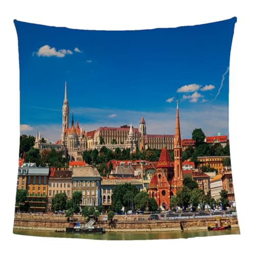 GXBDYD Manta Polar Adulto Cama 150 Manta De Franela para Sofa Cama con Ciudad De Arquitectura Clásica Impresión Patrón 180X220cm Colchas Invierno Modernas para Niños, Microfibra Suave Caliente