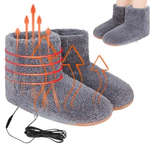 Image of Gobesty Heated Slippers Men Women, USB Washable Foot Warmer for Women Men, Popular One Size (39-43), Furry Electric Winter Warm Feet Warmers, Home Foot Heater for Study Work Indoor(No Power Battery)