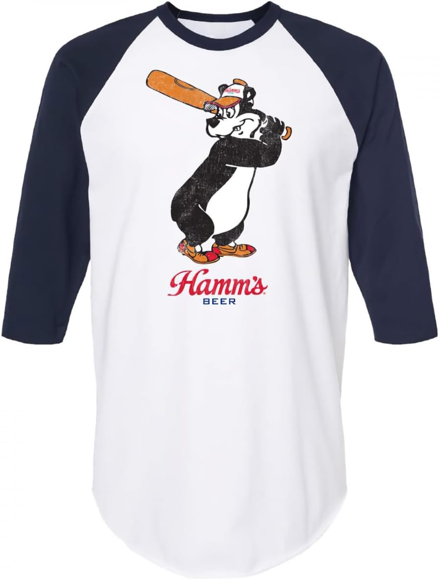 Brew City Hamm's Beer Batter Up 3/4th Baseball Raglan Sleeves T-Shirt