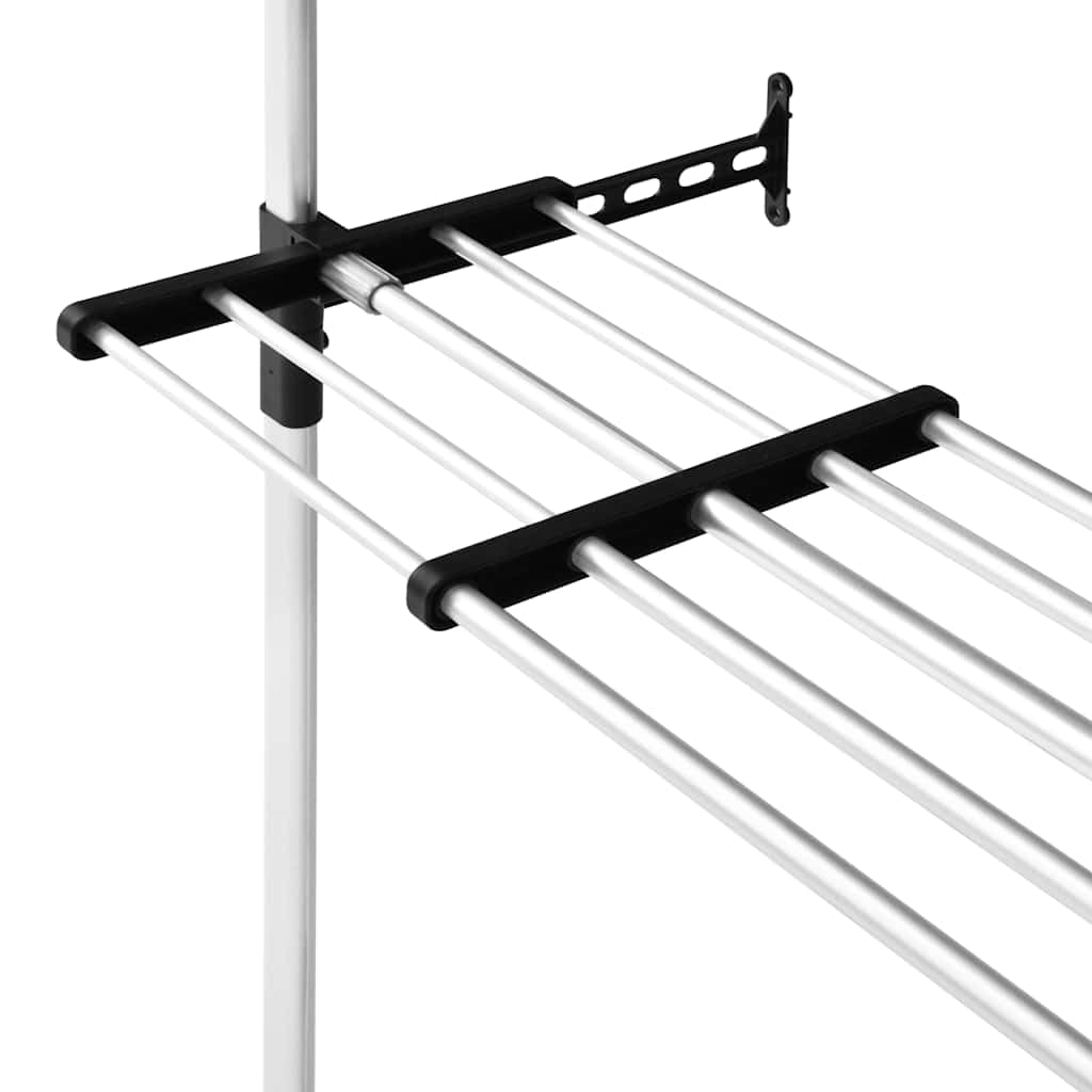 Teleskopowa garderoba z drążkami i regałem, aluminiowa, 70-115 x 40 x 250-300 cm, regulowana, do sypialni, kolor srebrny/czarny