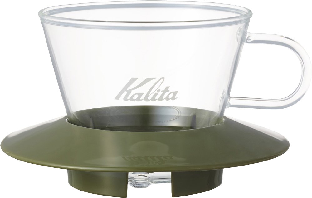 カリタ(Kalita) Karita WDG-155#05064 Wave Series Glass Coffee Dripper for 1-2 People, Army Green