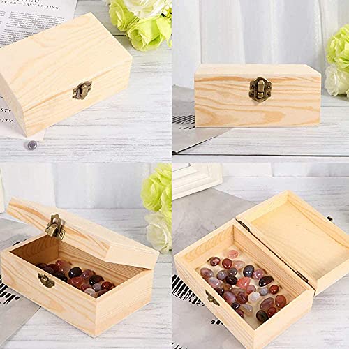 Juntos 12 Packs Unfinished Wooden Box With 10Pcs Paintbrushes, Wood Box With Hinged Lid Natural Pine Wooden Craft Boxes Diy Wooden Storage Box For Keepsake Boxes, Jewelry Box（3.54 X 2.17 X 1.97 Inch） (Db-01) #TOP2