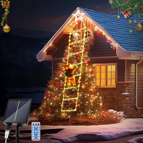 JIMACRO 2M/6.56FT Weihnachtsmann Leiter Lichterkette, 124LEDs...