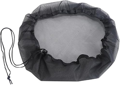 100 cm Water Butt Mesh Cover Adjustable Rain Barrel Net Cover Water Barrel Fine Mesh Lid Bucket Protective Net Rain Collector Protector with Drawstring for Leaves Debris