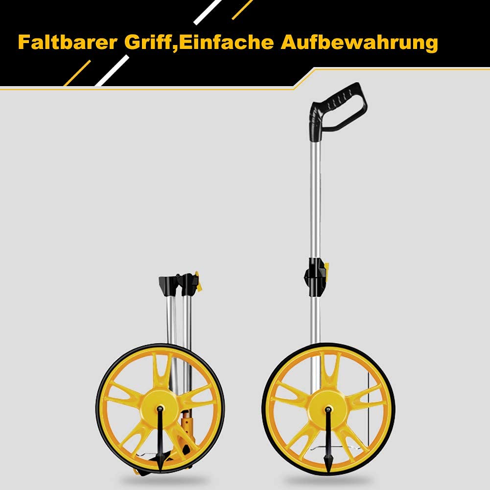 Messrad, Entfernungstrecken Messrad Meterzähler Rolltachos Laufmessrad für Vermessung Meßrad Entfernungsmessrad mechanisches Abstandsmessrad mit klappbarem Griff 0-9999m