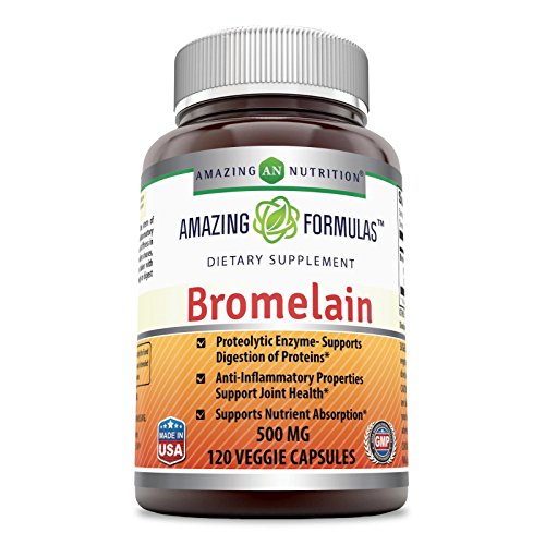 Amazing Formulas Bromelain-500 mg,2400 GDU-120 Veggie Capsules - (Non-GMO, Gluten Free) Proteolytic Enzymes-Supports