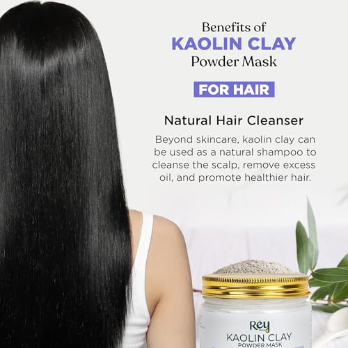 Image of Rey Naturals Kaolin Clay Powder For Face & Body - 200g | Face Pack For Deep Cleansing & Glowing Skin | Kaolin Clay For Acne, Blackheads & Oily Skin | Facial Self Care for Men and Women