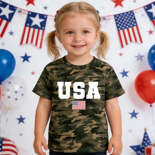 Image of 4th of July Shirts Toddler Boys Girls American Flag USA T-Shirt Kids Patriotic Tee Tops