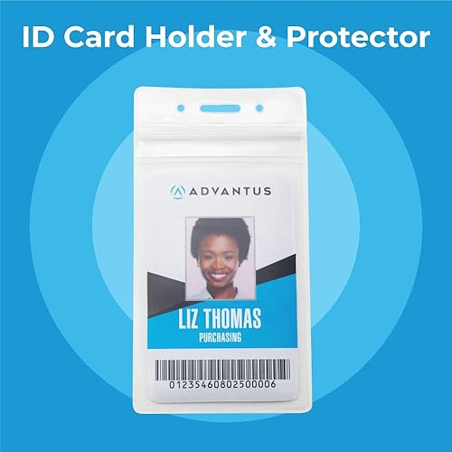 Miniatura 2 de ADVANTUS 75524 - Soporte para tarjetas de identificación resellable vertical tamaño de inserción de 2625 x 375 pulgadas pre-perforado caja de 50