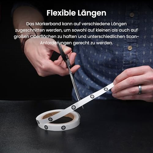 Revopoint 3D-Markierungsband für 3D-Scannen, 3D-Scan-Marker für 3D-Scanner, 3D-Tracking-Punkte zur Vermeidung von Tracking-Verlusten und Verbesserung der Genauigkeit, 30 m, 6,0 mm
