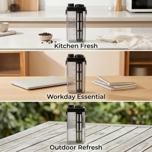 Image of Cold Brew Coffee Maker Multipurpose Fridge Jug for Home Lemon Water Iced Tea Black 1100ml