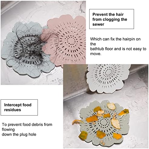 Draftor 4 Pcs Silicone Drain Protector with Sucker,Sink Strainer Drain Protector with Sucker Catchers Sink Strainer Plug Trap Shower Hair Catcher for Bathroom Kitchen(Pink,White,Green,Blue)
