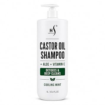 HerStyler Castor Oil Shampoo with Rosemary - Cooling Mint Scalp Detox | 33.8 Fl Oz Clarifying Shampoo - Removes Buildup, Excess Oil & Sweat - For a Fresh, Clean Scalp