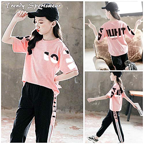 Viare-EO-Short-Sleeve-Sports-Shirt-Stretch-Sports-Pants-2-Piece-Set-Athletic-Wear-Sports-Long-Pants-Childrens-Clothes-Girls-Kids-Girls-Short-Sleeve-Set-Up
