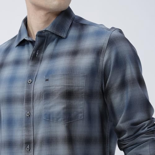 Image of BASICS 100% Cotton Checked Shirt for Men | Slim Fit | Everyday Smart Casual Wear | Full Sleeve