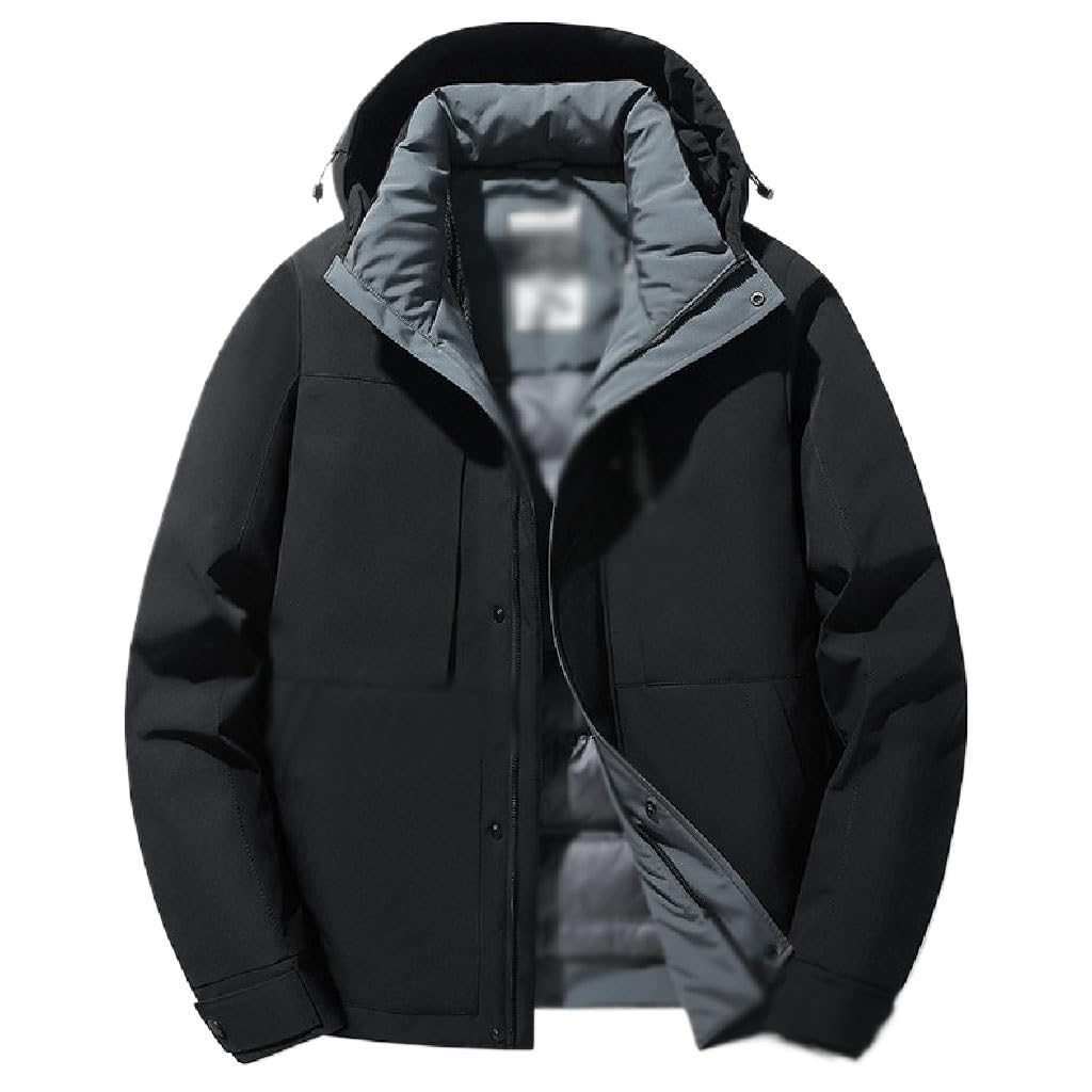 Doudoune canard épaisse homme 4XL : longue veste à capuche chaude et coupe-vent pour grand froid