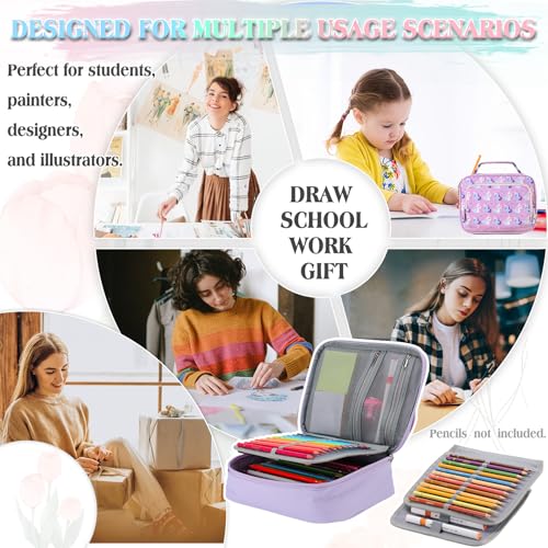 Image of VX VONXURY Large Pencil Case, 54-Slot Colored Pen Pouch 2 Removable Sleeves | Cute Zipper Pencil Bag Organizer, Top Handle, Front Zip Pocket, Durable Fabric for Art Supplies Markers School Travel College