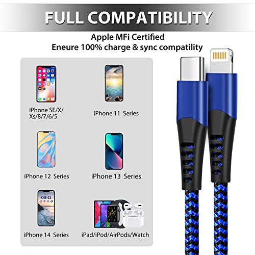 cugunu USB C to Lightning Cable 3 Pack 6FT iPhone Charger Apple MFi Certified Power Delivery Fast Charging Cord Compatible with iPhone 14/13/12/11/XS/XR/X/8 by cugunu - Image 7