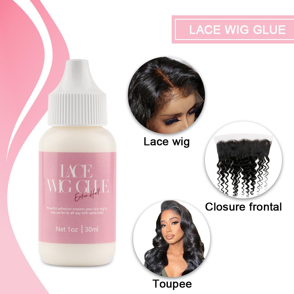 GlamorDove Lace Glue for Wigs and Hair Systems Invisible Hair Extensions Hair Replacement Adhesive Wig Bonding Glue Strong Hold Glue Natural-Looking Lace Hairpieces Wigs and Hair Systems