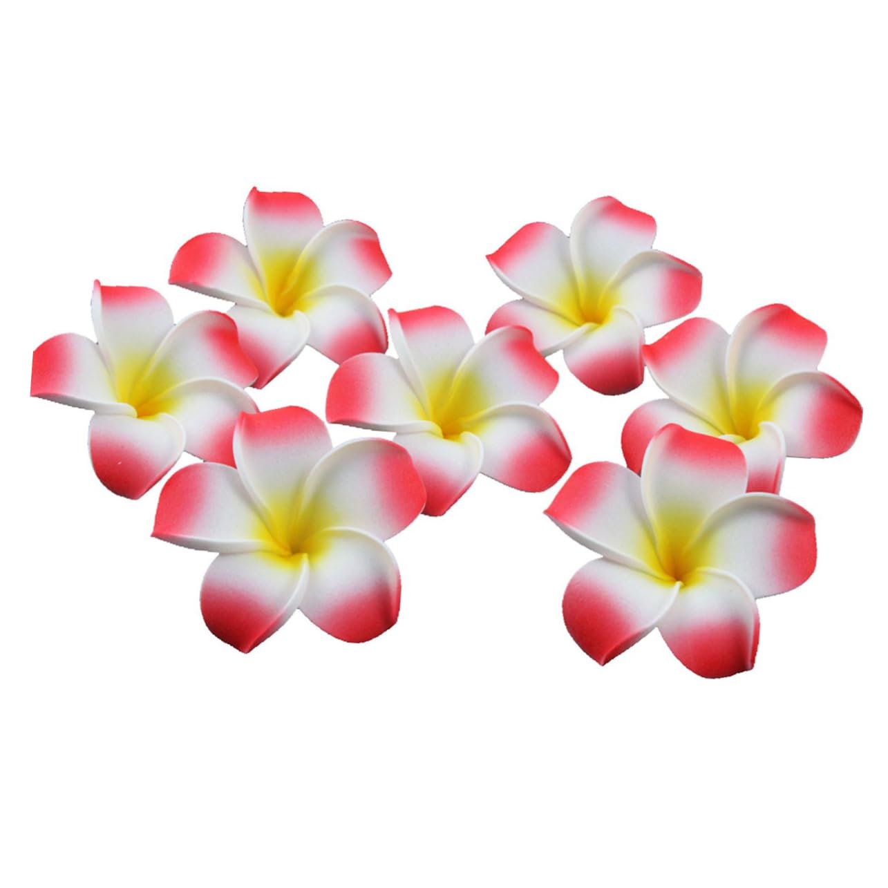 PRETYZOOM 3 Set Decorativi 6 Cm Fiori Artificiali Hawaiani Plumeria Rossa Per La Festa Di Nozze Casa 100 Pezzi * 3