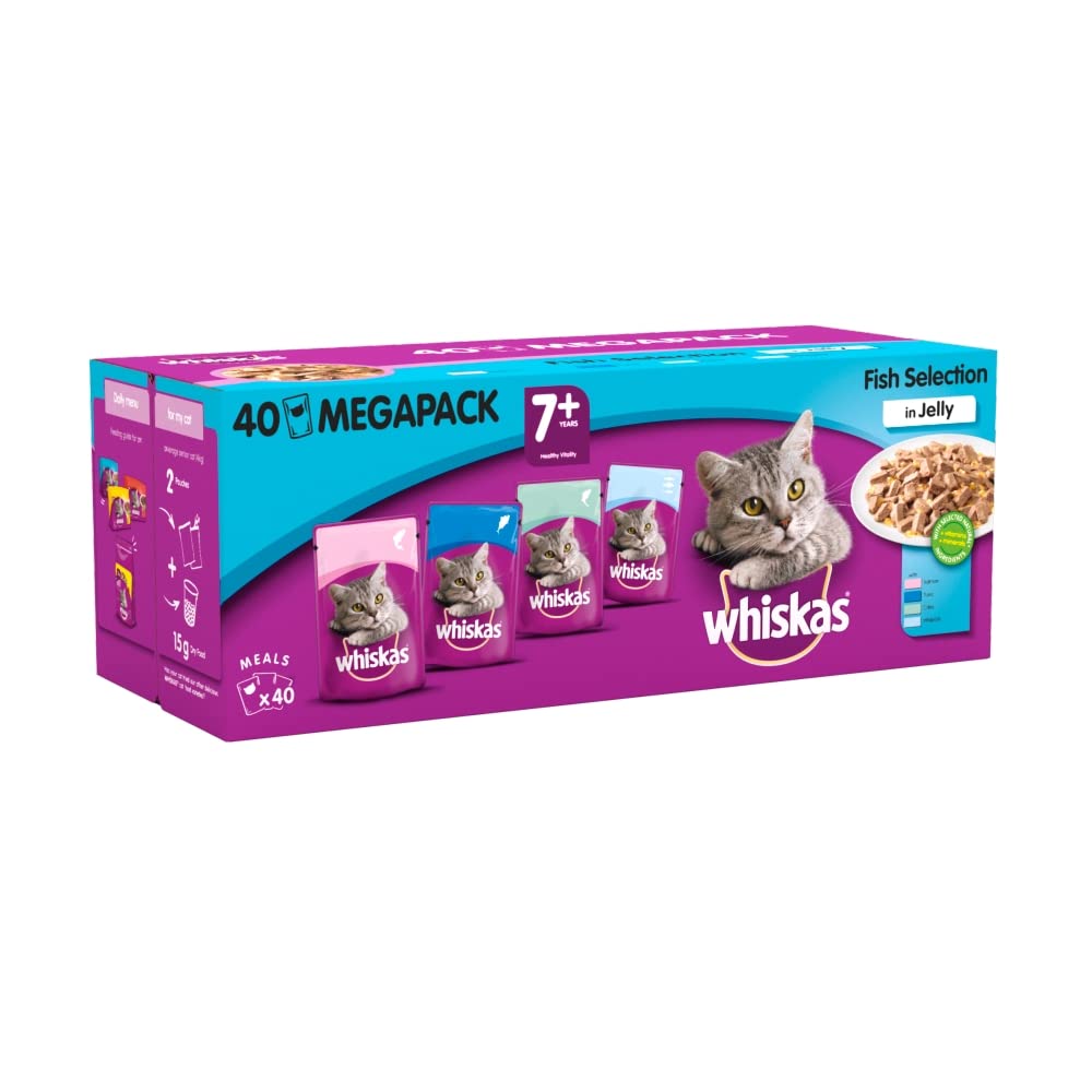 whiskas7+ Fish Selection In Jelly Mega Pack, 40 x 100 g