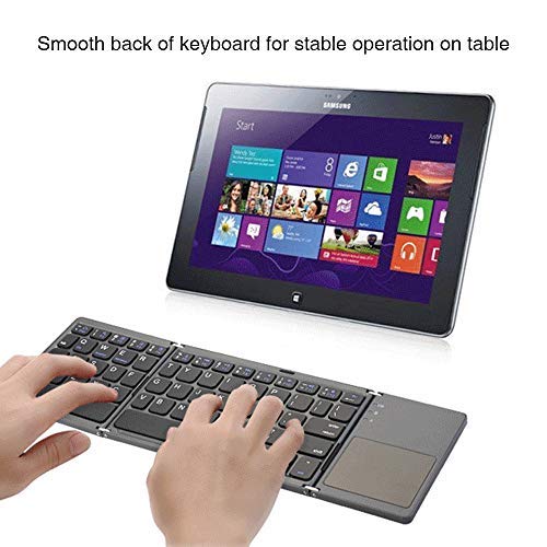 Pocket Size Foldable Bluetooth Keyboard Portable USB Rechargeable Bluetooth Keyboard with Touchpad Mini Keyboard for Windows Android iOS Windows Tablet Smartphone Laptops (Dark Grey) - Thumbnail 4