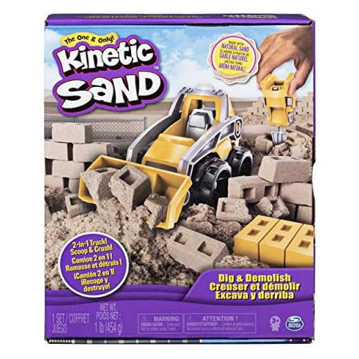 Kinetic Sand, Dig & Demolish Truck Playset with 1lb Kinetic Sand, for Kids Aged 3 and up
