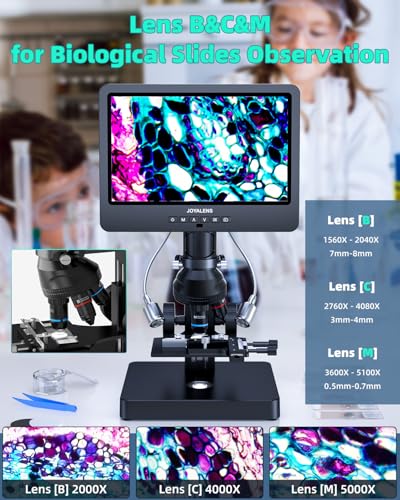 Image of JL269S 5 Lens 10.1'' HDMI Digital Microscope 5000X with Endoscope, 24MP Biological Microscope for Adults Kids Home Lab, Coin Microscopes Full View for Error Coins, Windows PC Compatible, 32GB