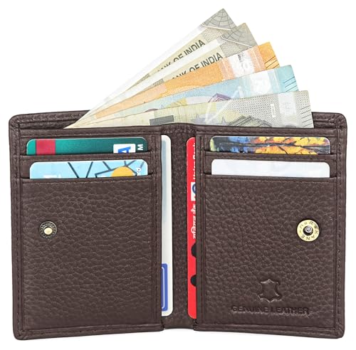 Image of WildHorn RFID Protected Genuine Leather Wallet for Men I 4 Card Slots I 2 Slip Pockets I 1 Currency Compartment (Brown)