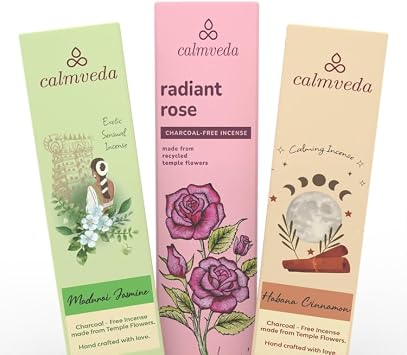 CALMVEDA, Havana Cinnamon Incense with Candy Cinnamon and Indian Sandalwood Incense | Beautiful Natural Incense for Meditation, Relaxation, and Spiritual Practice