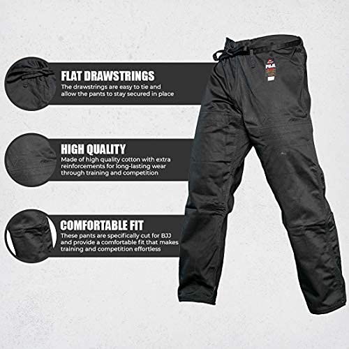 FUJI Calça Gi Adulto BJJ, A0, Preta
